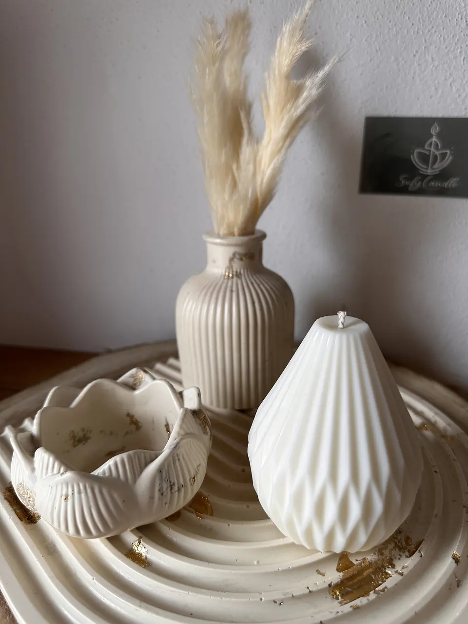 Conjunto Decorativo em Jesmonite com Vela 2