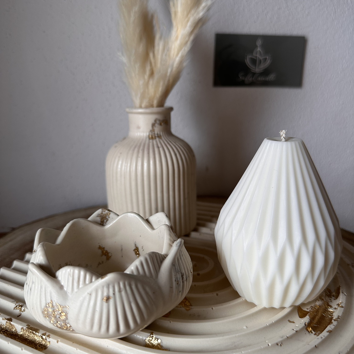 Conjunto Decorativo em Jesmonite com Vela 3