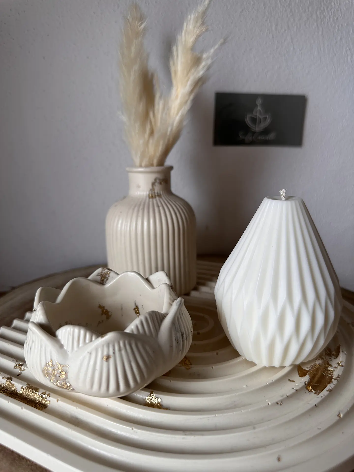 Conjunto Decorativo em Jesmonite com Vela 3