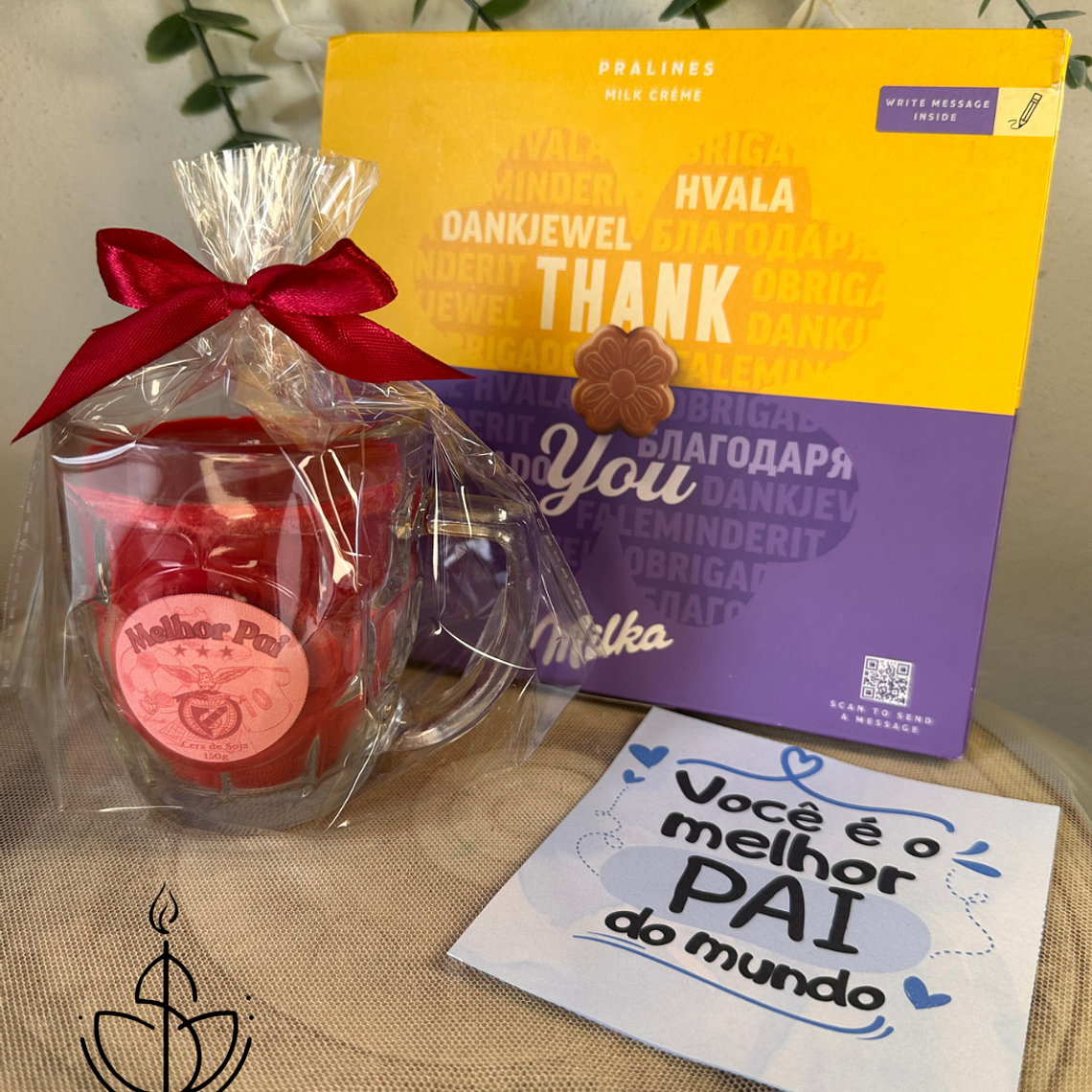 Kit Presente Dia do Pai com Vela Artesanal e Chocolates 1