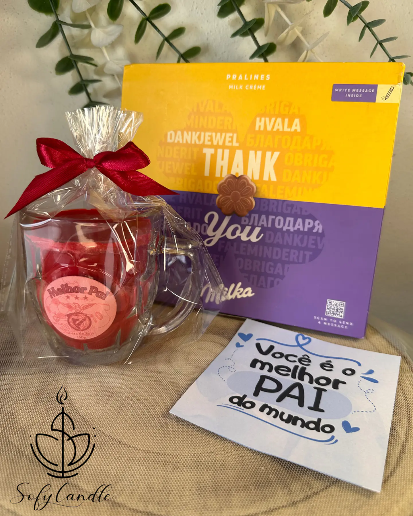 Kit Presente Dia do Pai com Vela Artesanal e Chocolates 1