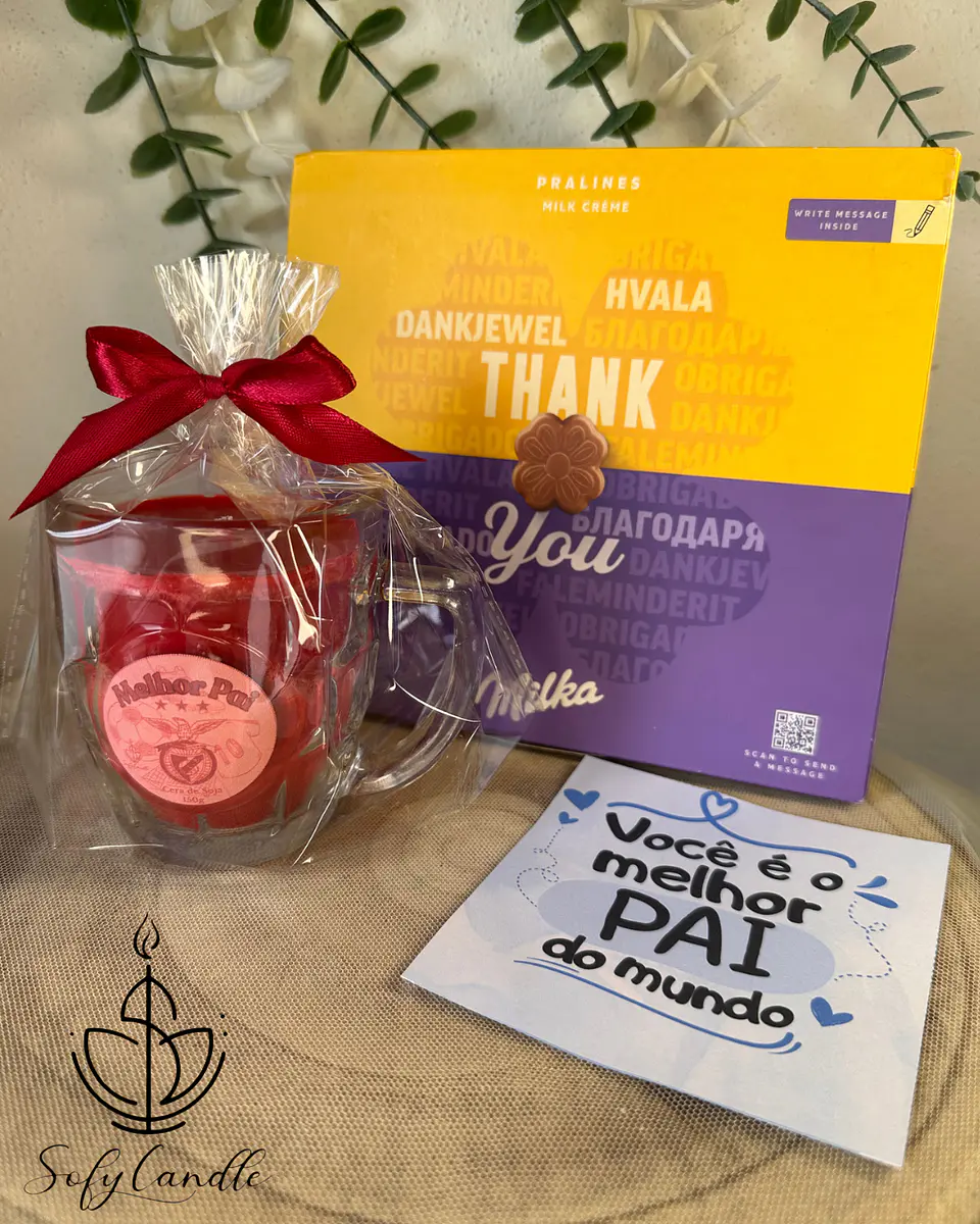 Kit Presente Dia do Pai com Vela Artesanal e Chocolates 1