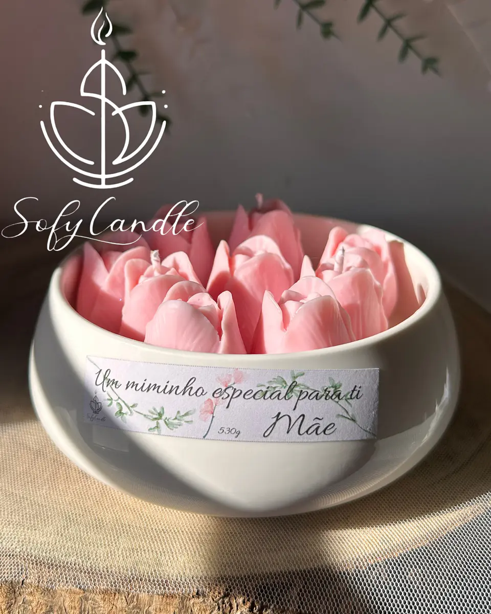 Taça Decorativa Floral para Mãe com Velas Artesanais 1