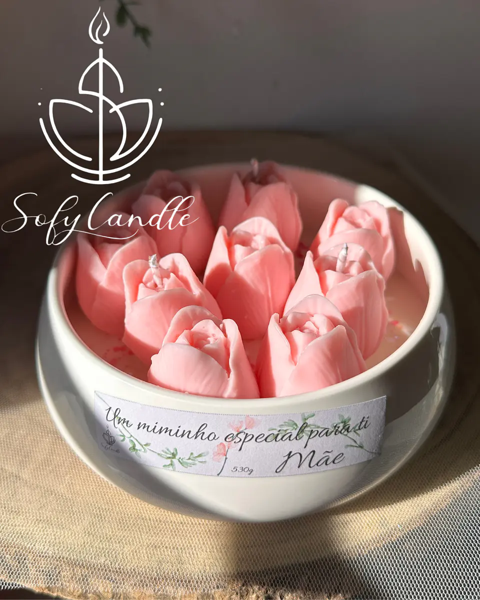Taça Decorativa Floral para Mãe com Velas Artesanais 2