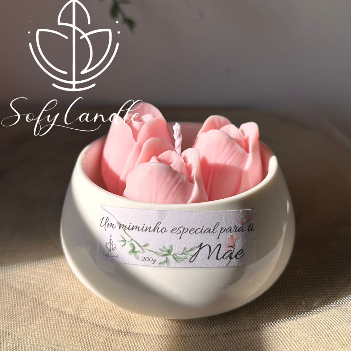 Taça Decorativa Floral para Mãe com Velas Artesanais (Mini) 1
