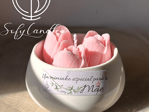 Taça Decorativa Floral para Mãe com Velas Artesanais (Mini)