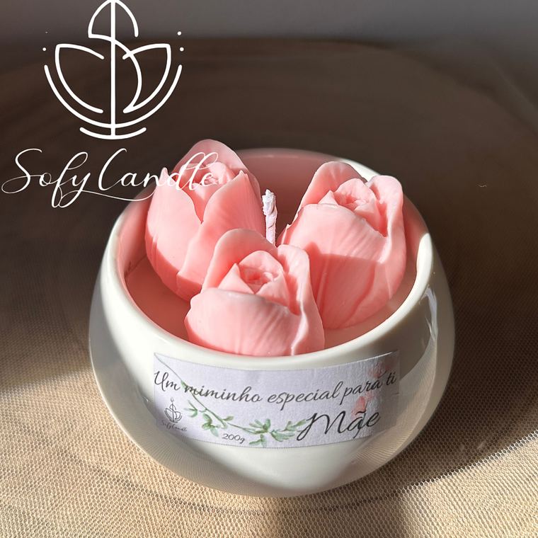Taça Decorativa Floral para Mãe com Velas Artesanais (Mini) 2