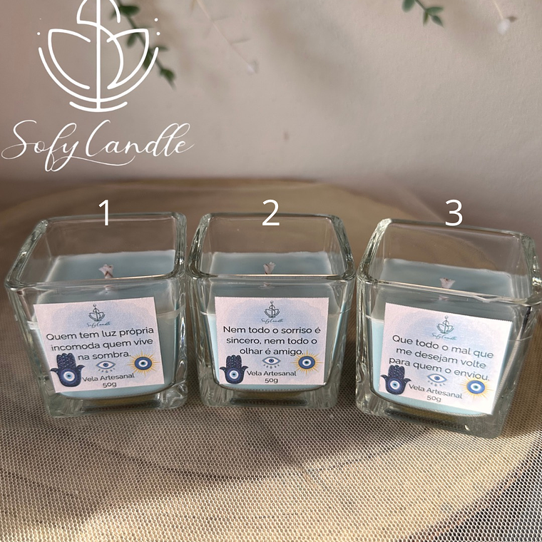 Vela Artesanal Mau Olhado com Mensagem 2