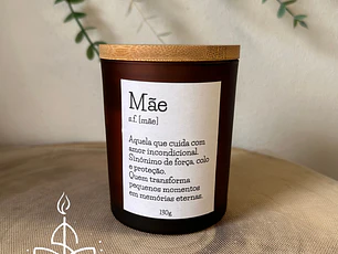 Vela Decorativa “Mãe” em Copo com Tampa de Madeira