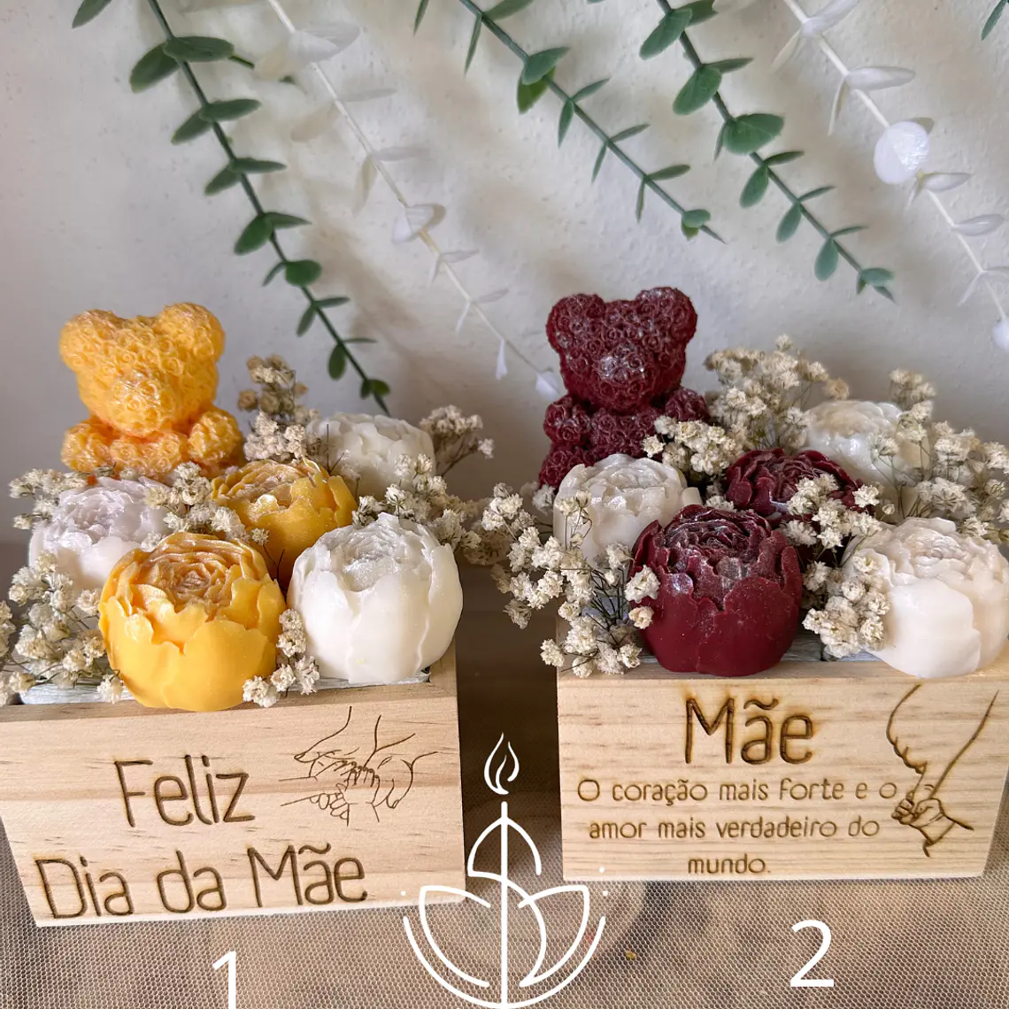 Arranjo Decorativo Dia da Mãe com Velas Artesanais 1