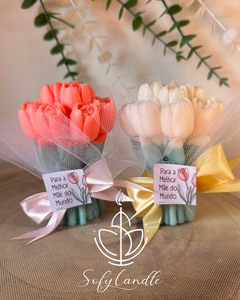 Vela Bouquet de Tulipas com mensagem Personalizada