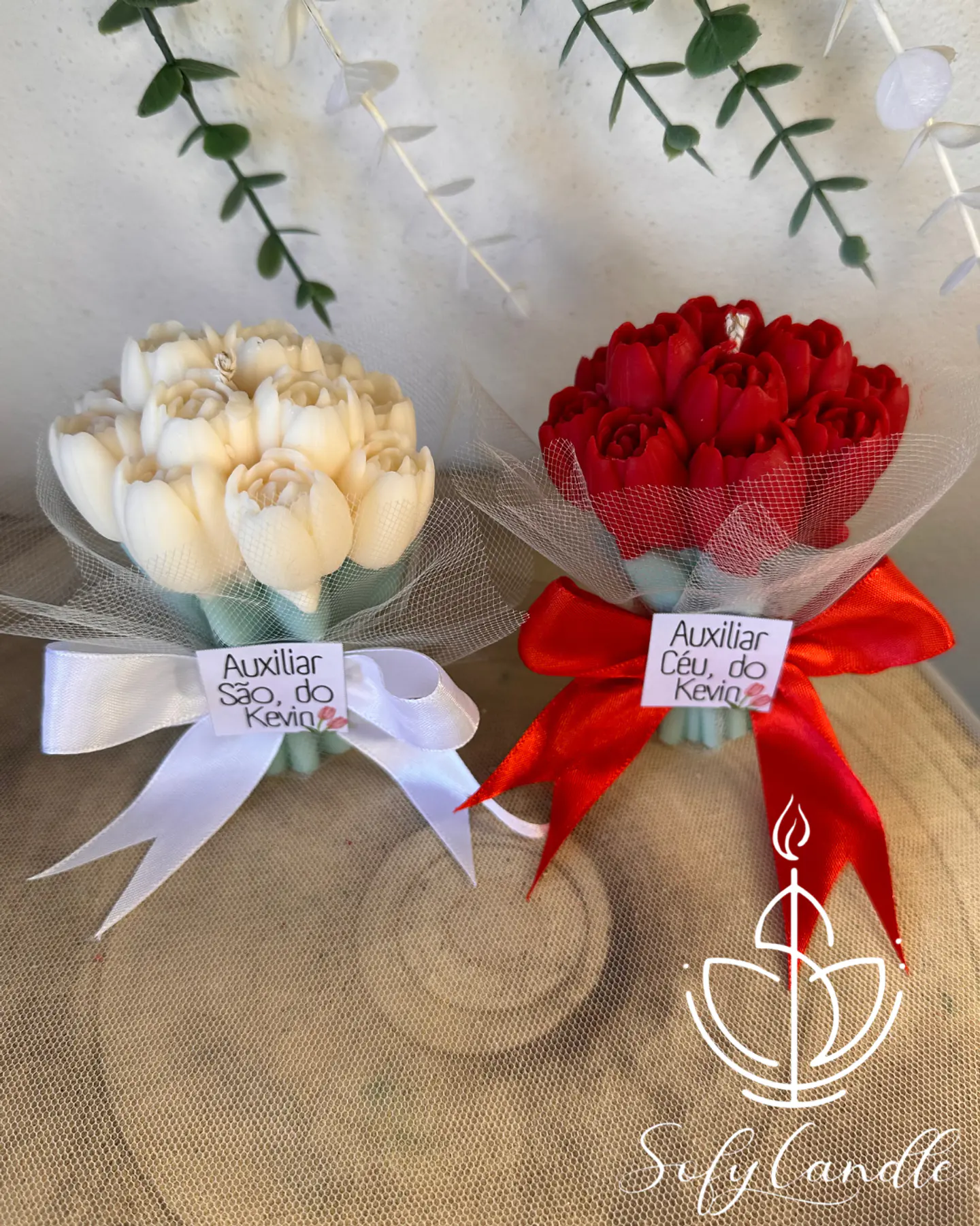 Vela Bouquet de Tulipas com mensagem Personalizada 2