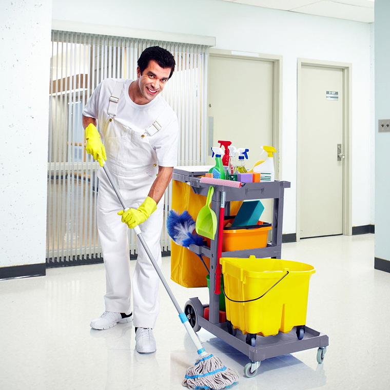 CARRO PORTA UTILES JANITOR CON TAPA Y BOLSA SOIN 4