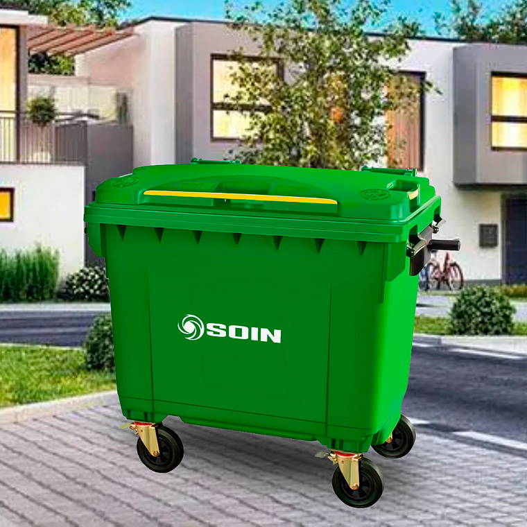 CONTENEDOR DE BASURA CON RUEDAS 660 L SOIN 4