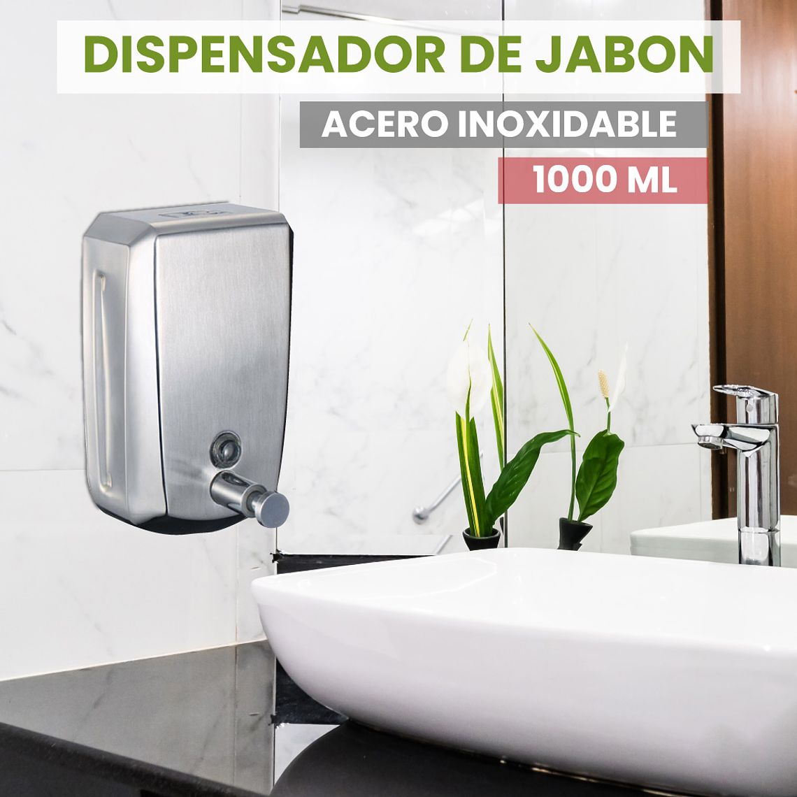 DISPENSADOR DE JABON ACERO INOX 1000 cc. SOIN 3
