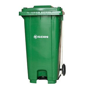CONTENEDOR DE BASURA CON TAPA RUEDA Y PEDAL 120 L SOIN