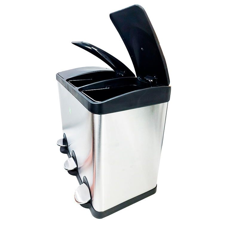BASURERO ACERO INOXIDABLE TRIPLE 15 L X3 SOIN 3