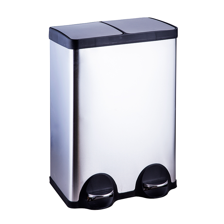 BASURERO ACERO INOXIDABLE CIERRE SUAVE DUO 30 L X2 SOIN 1