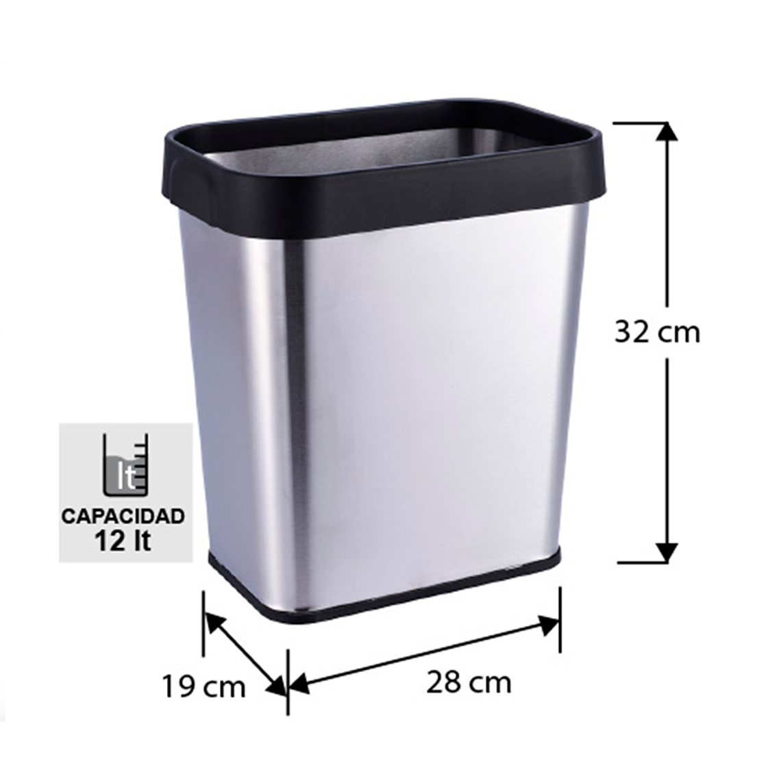 BASURERO ACERO INOXIDABLE OFICINA 12 L SOIN 2