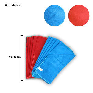 Paño de Microfibra Profesional 40x40 cm | Azul y Rojo
