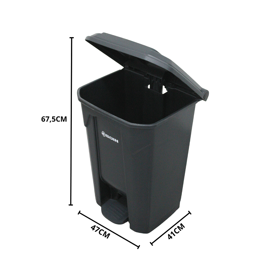 BASURERO PLÁSTICO CON PEDAL 80 L SOIN 7