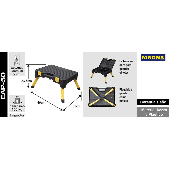PLATAFORMA DE TRABAJO PLEGABLE CON CAJA DE HERRAMIENTAS 9