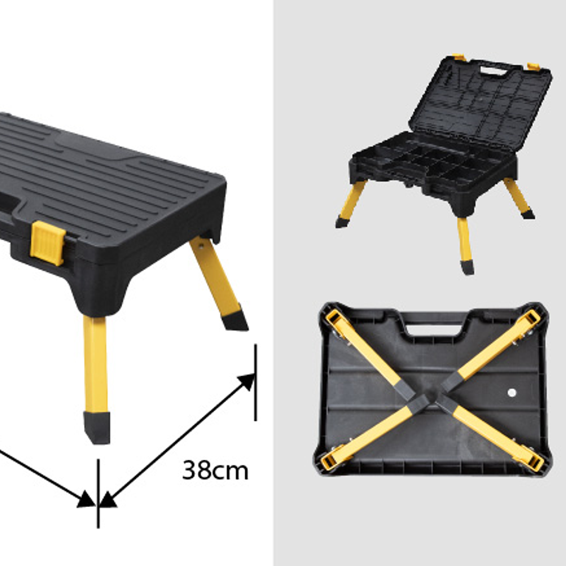 PLATAFORMA DE TRABAJO PLEGABLE CON CAJA DE HERRAMIENTAS 9