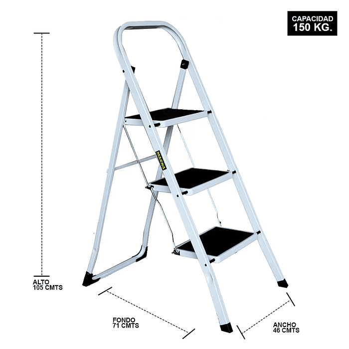 PISO ESCALERA PLEGABLE DE ACERO 3 PELDAÑOS PROFESIONAL 3