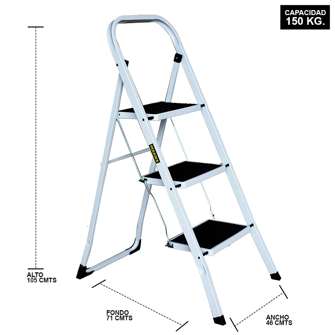 PISO ESCALERA PLEGABLE DE ACERO 3 PELDAÑOS PROFESIONAL 3