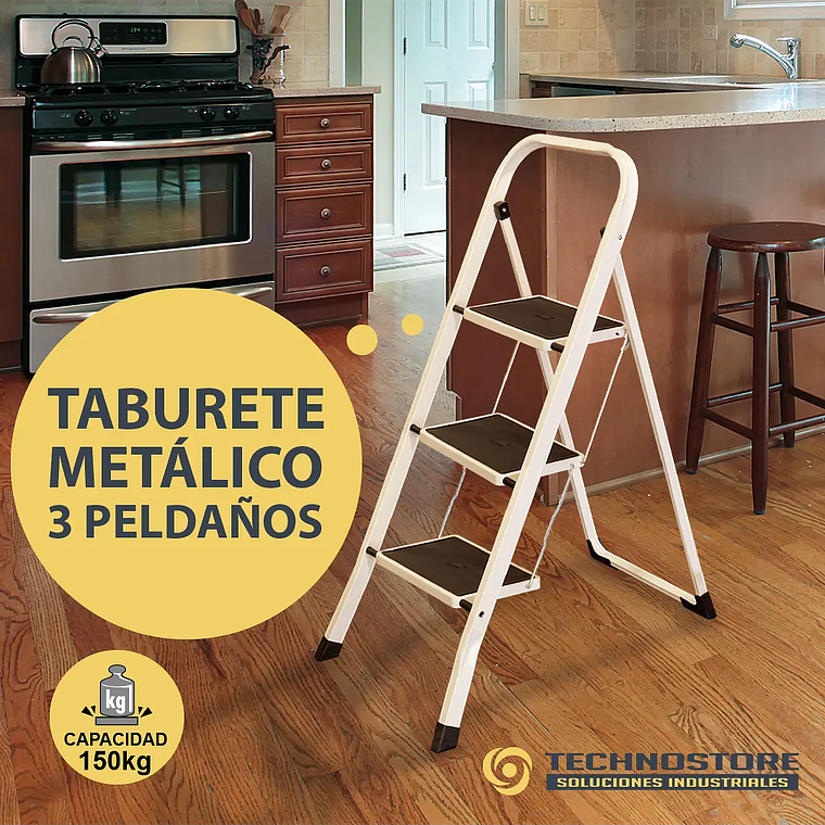 PISO ESCALERA PLEGABLE DE ACERO 3 PELDAÑOS PROFESIONAL 5