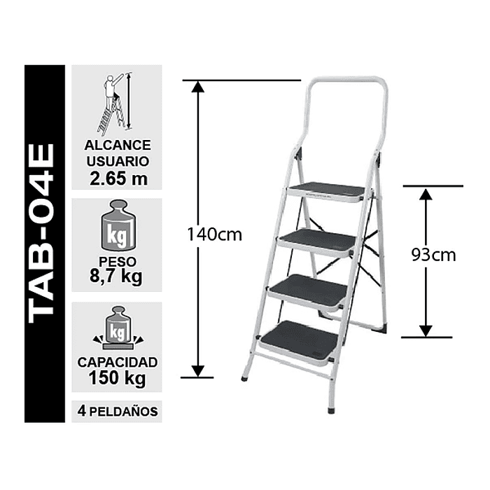 PISO ESCALERA DE ACERO 4 PELDAÑOS CON ASA DE SEGURIDAD 2