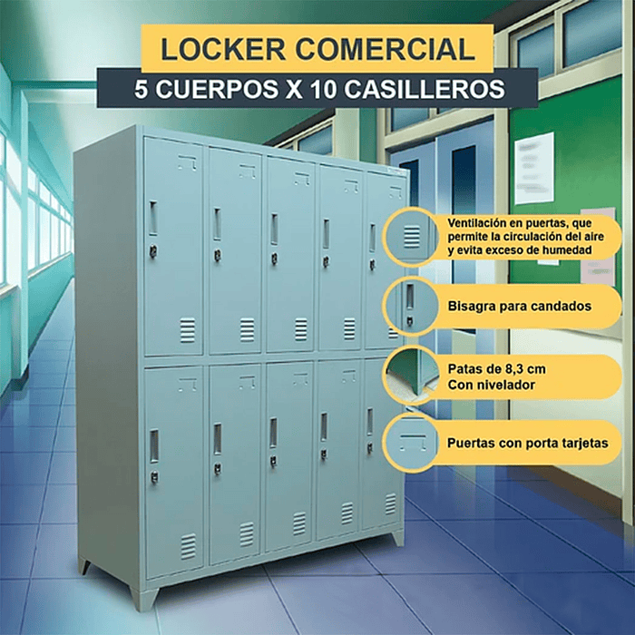 LOCKER 5 CUERPOS 10 CASILLEROS 8