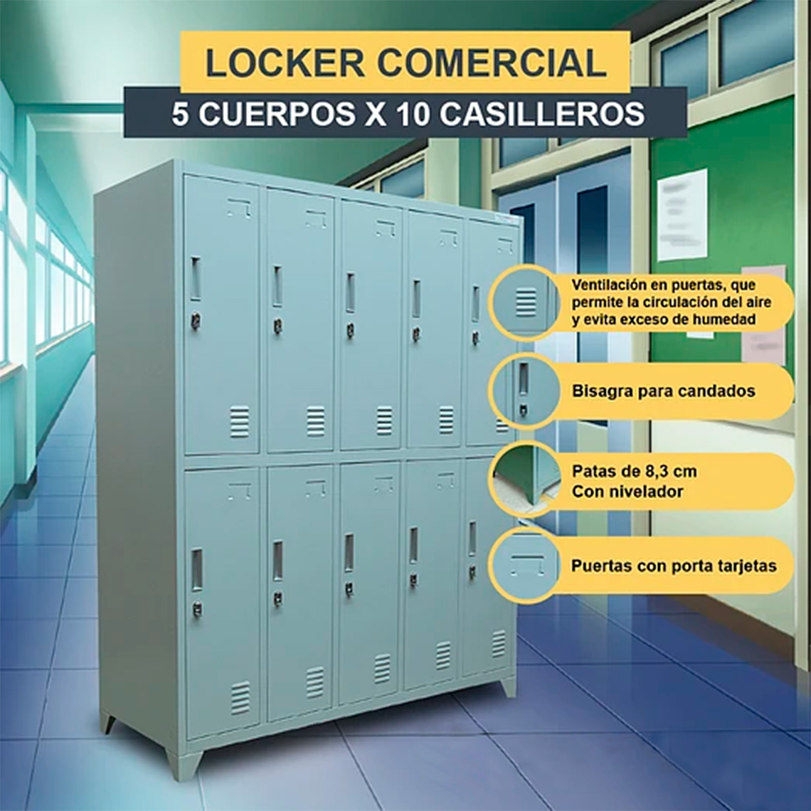LOCKER 5 CUERPOS 10 CASILLEROS 8
