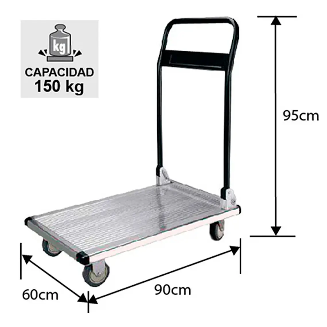 CARRO ALUMINIO MANGO ABATIBLE Y PLEGABLE 150 KG. 2