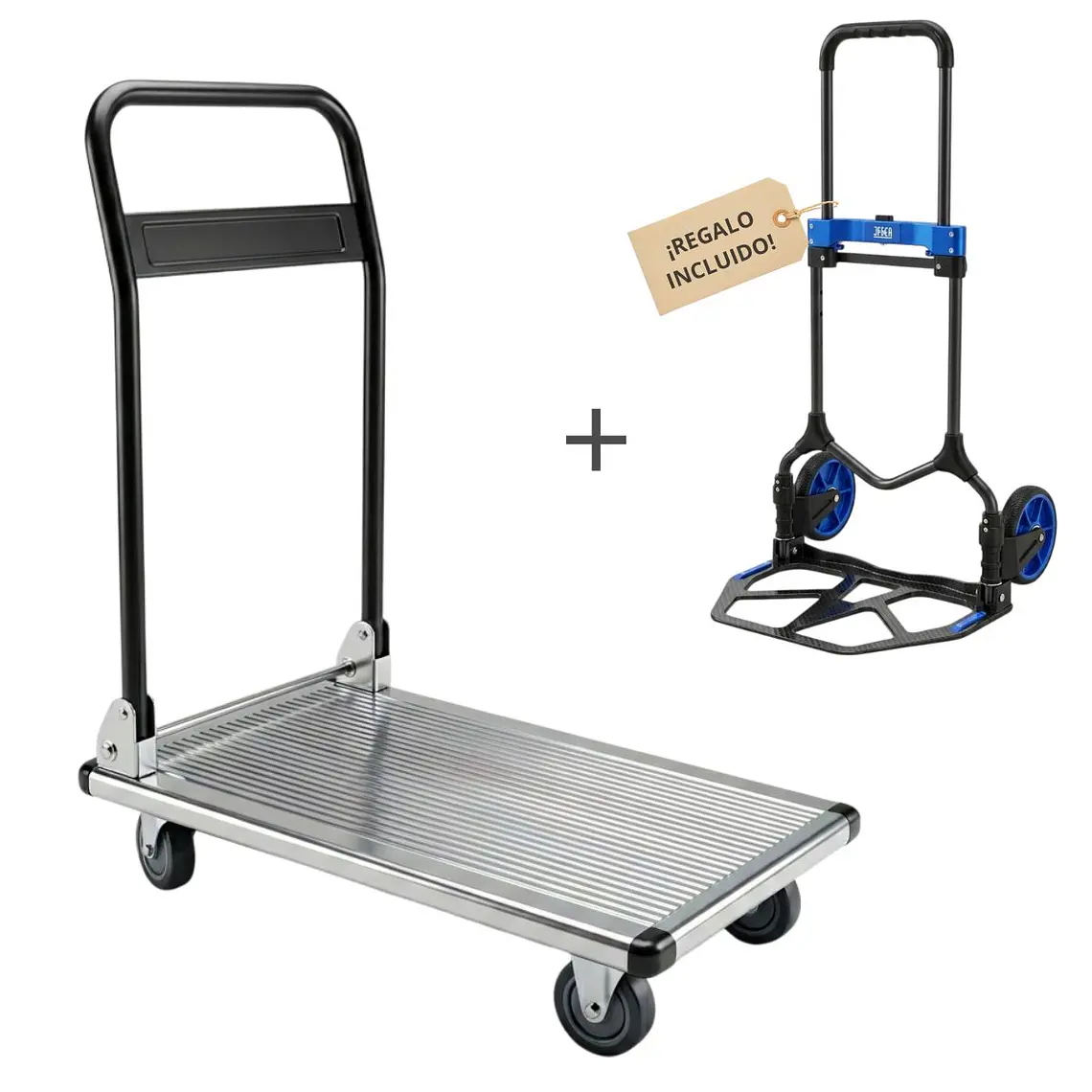 KIT CARRO DE ALUMINIO PLATAFORMA + CARRO PLEGABLE GRATIS 1