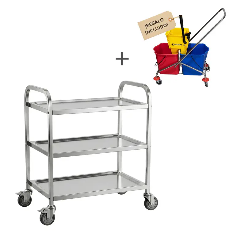 KIT INDUSTRIAL: CARRO ACERO INOXIDABLE + CARRO ESTRUJADOR 40L GRATIS 1