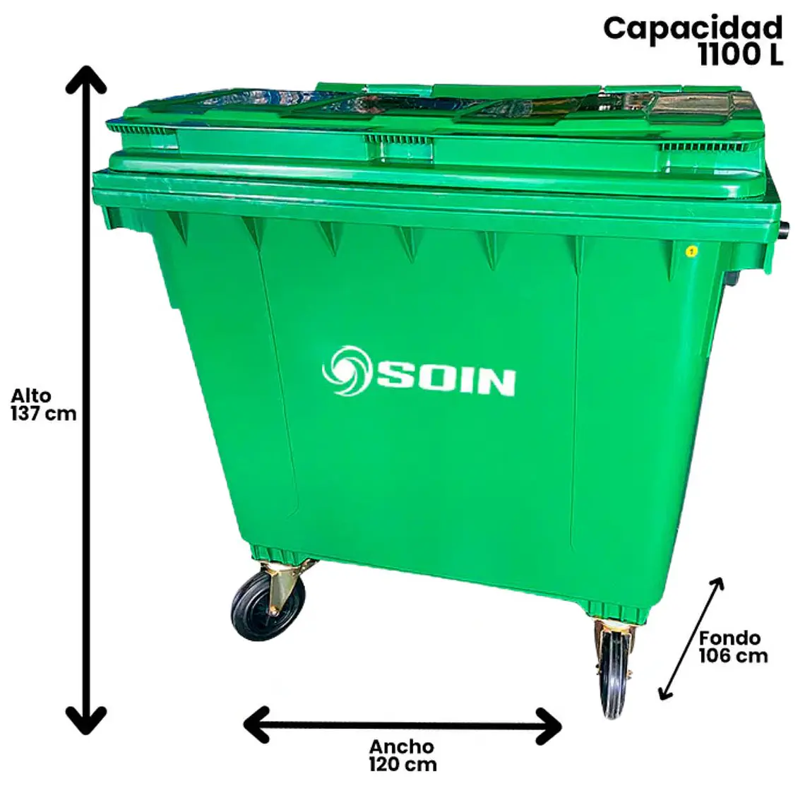CONTENEDOR DE BASURA CON RUEDAS 1100 L 2