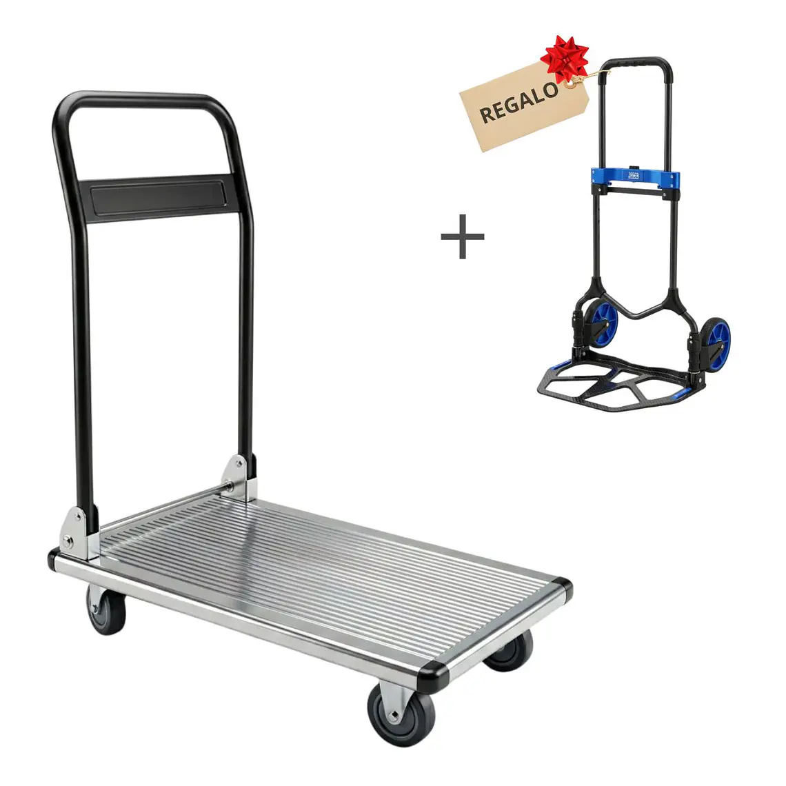 KIT CARRO DE ALUMINIO PLATAFORMA + CARRO PLEGABLE GRATIS 1
