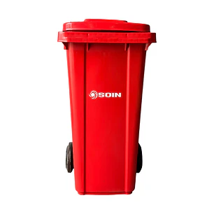 CONTENEDOR DE BASURA ROJO 120L CON RUEDAS SOIN