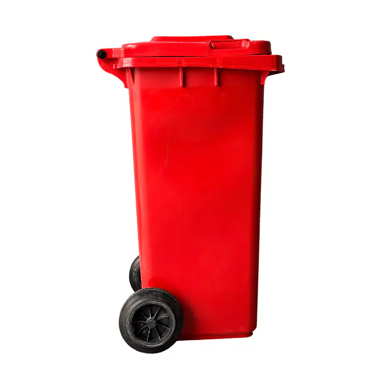 CONTENEDOR DE BASURA ROJO 120L CON RUEDAS SOIN 4