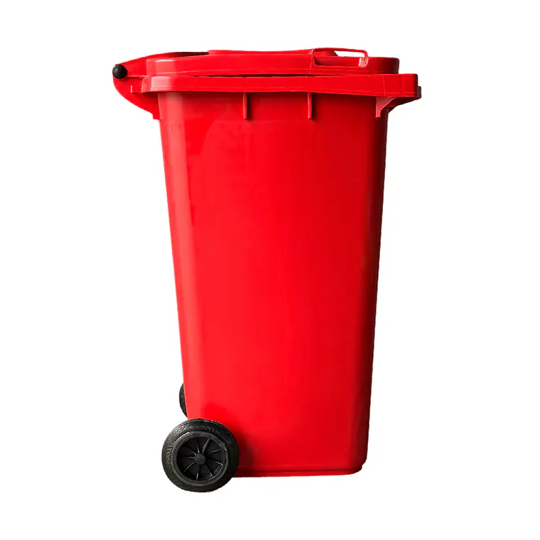 CONTENEDOR DE BASURA ROJO 240L CON RUEDAS SOIN 5