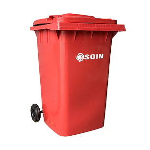 CONTENEDOR DE BASURA ROJO 360L CON RUEDAS SOIN