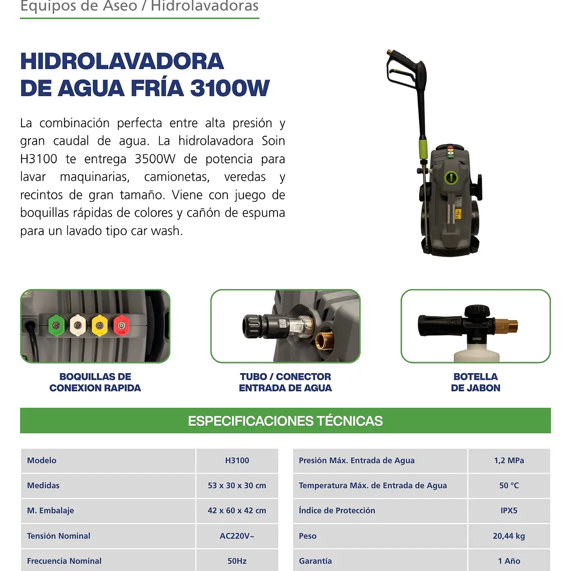 HIDROLAVADORA INDUSTRIAL 3100W SOIN 4