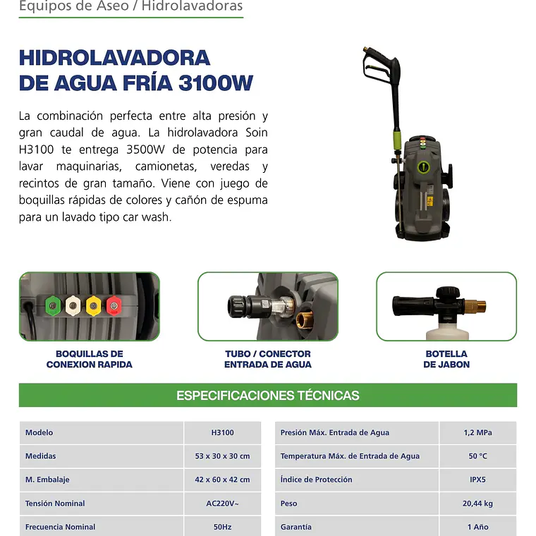 HIDROLAVADORA INDUSTRIAL 3100W SOIN 4