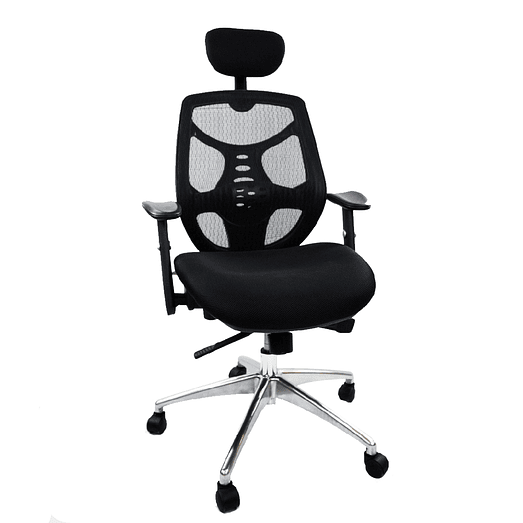 SILLA GERENCIAL ERGONOMICA CON CABECERA BASE ALUMINIO 1