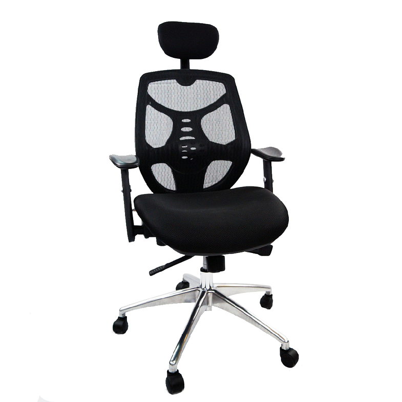 SILLA GERENCIAL ERGONOMICA CON CABECERA BASE ALUMINIO 1