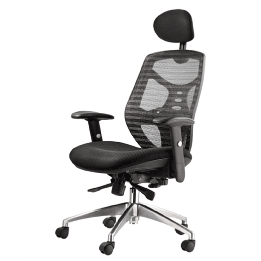 SILLA GERENCIAL ERGONOMICA CON CABECERA BASE ALUMINIO 4