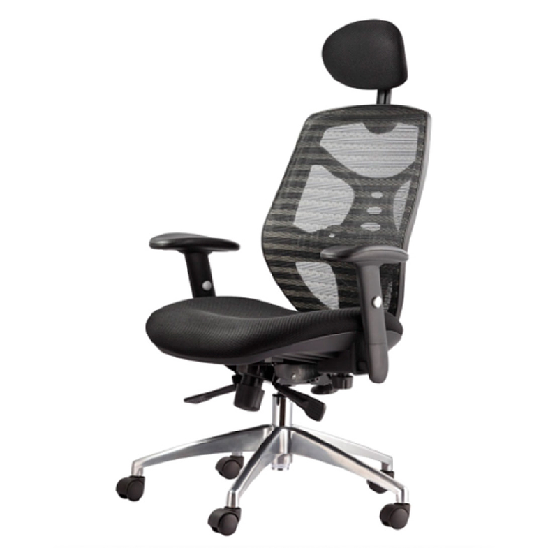 SILLA GERENCIAL ERGONOMICA CON CABECERA BASE ALUMINIO 4