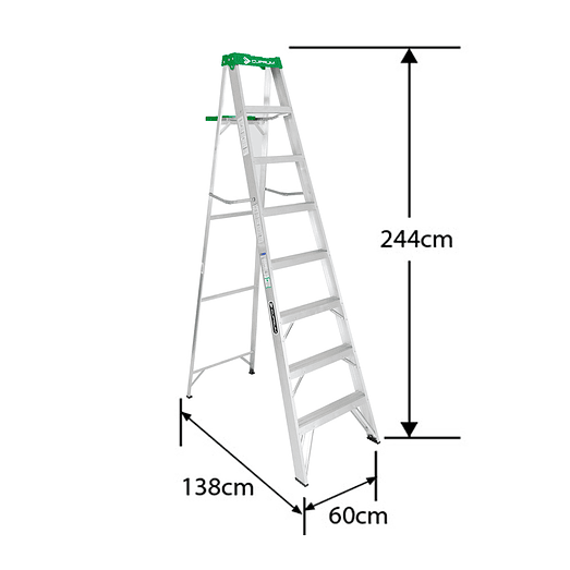 ESCALERA ALUMINIO TIJERA 8 PELDAÑOS 2.44 M. CUPRUM 2