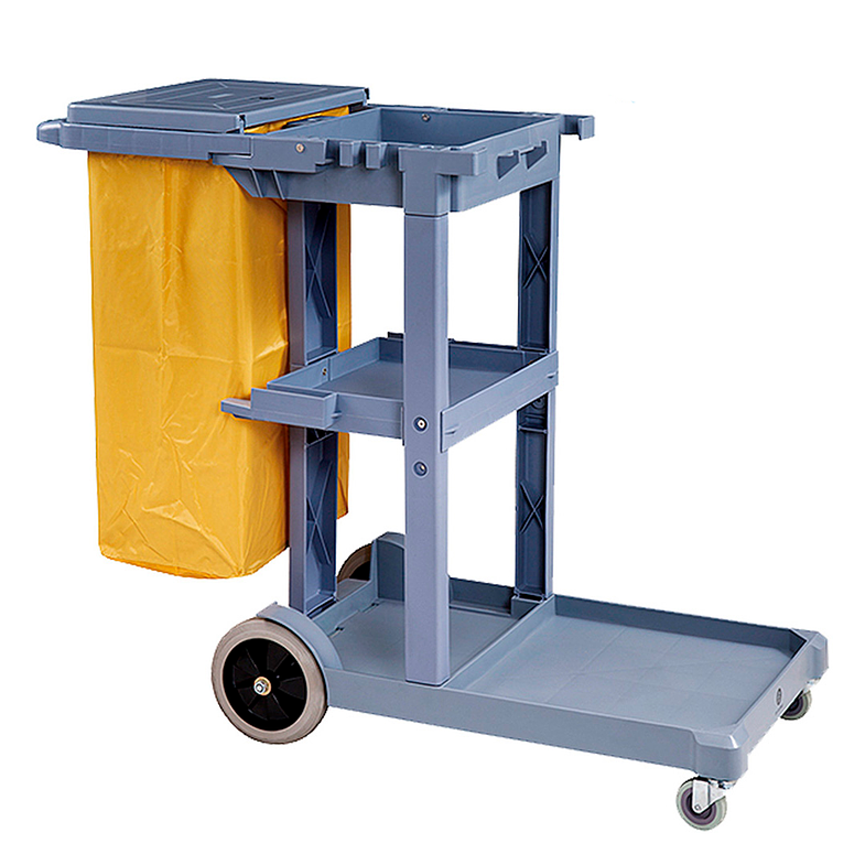 CARRO PORTA UTILES JANITOR CON TAPA Y BOLSA AMARILLA SOIN 1